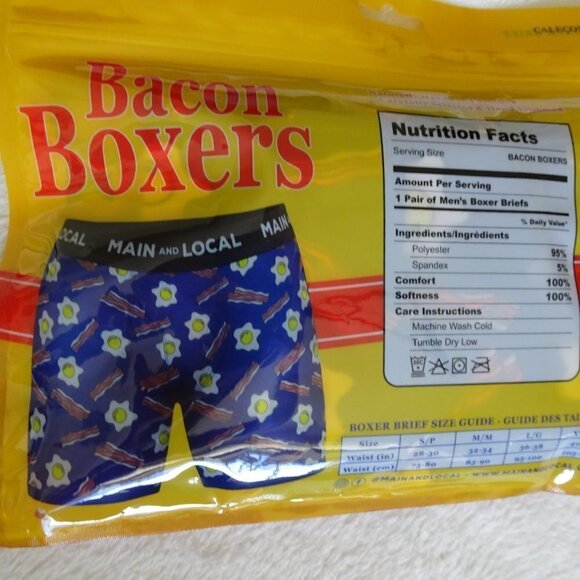Bacon Theme Men's Boxer Briefs Size M Funny Underwear Gift Size 32 - 34 - Picture 8 of 10